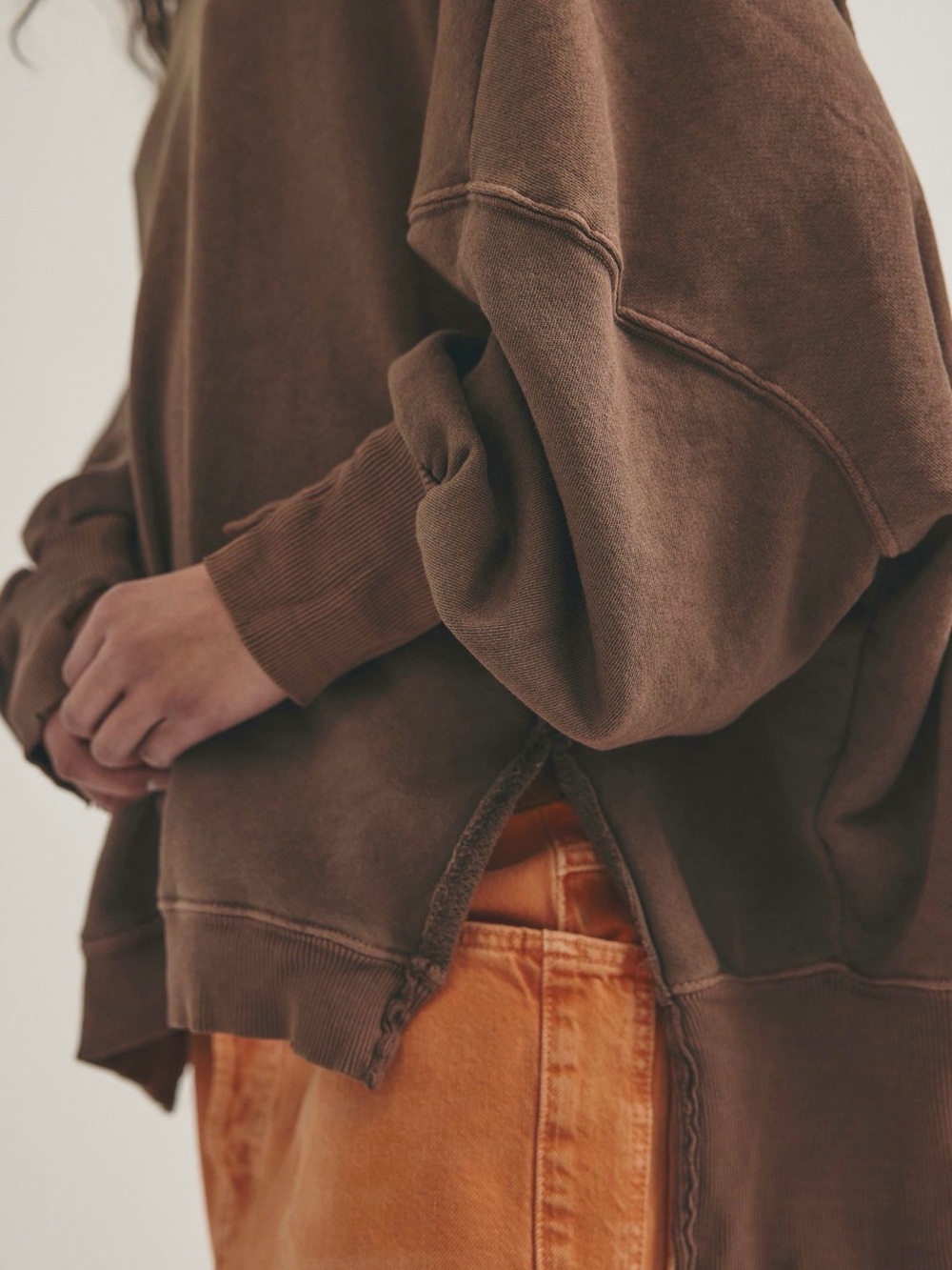 We The Free Brown Off-the-Shoulder Relaxed Knit Sweater - Picture 5 of 7